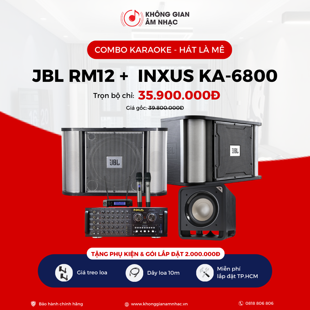 COMBO KARAOKE KGAN1: JBL RM12 + AMPLI INXUS KA-6800 + MICRO JBL VM200 + POLK AUDIO HTS10